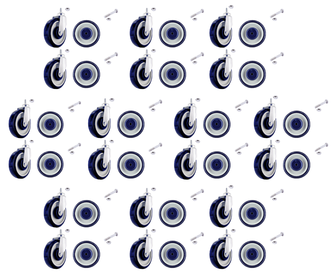 P&H 5" Shopping Cart BULK 10 PC Full Caster Replacement Set| HQ4450S-2S2W2A-10SET