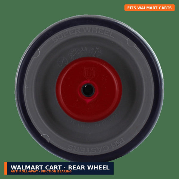Walmart cart rear wheel - WI3054JFW anti roll-away friction bearing - 5 inch polyurethane fleet wheel