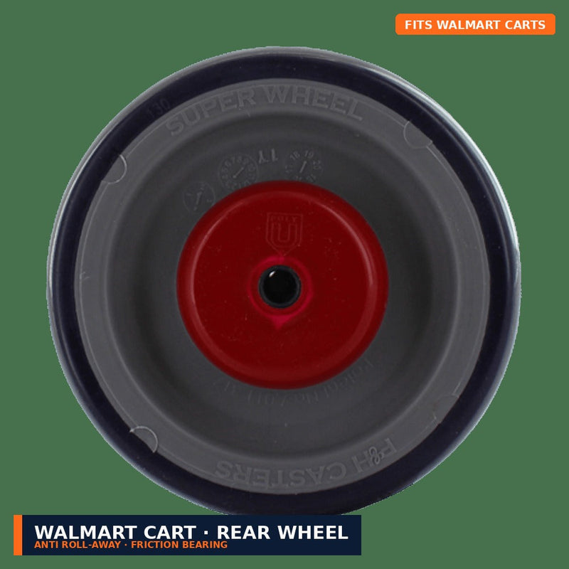 Walmart Cart Rear Wheel | Anti-Roll-Away Friction Bearing | WI3054JFW-WMT-REAR